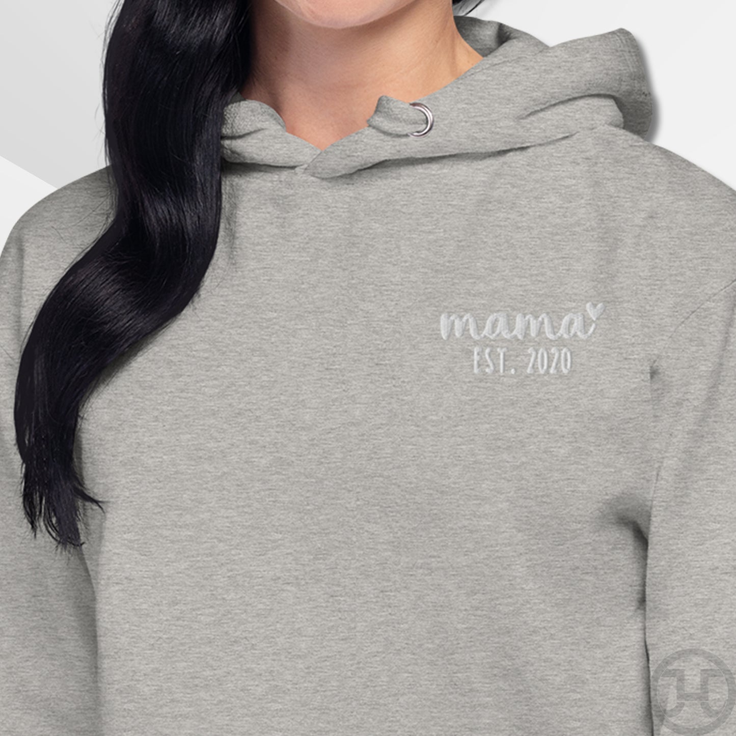 Embroidered Hoodie Mama w/Custom Est Date Left Chest