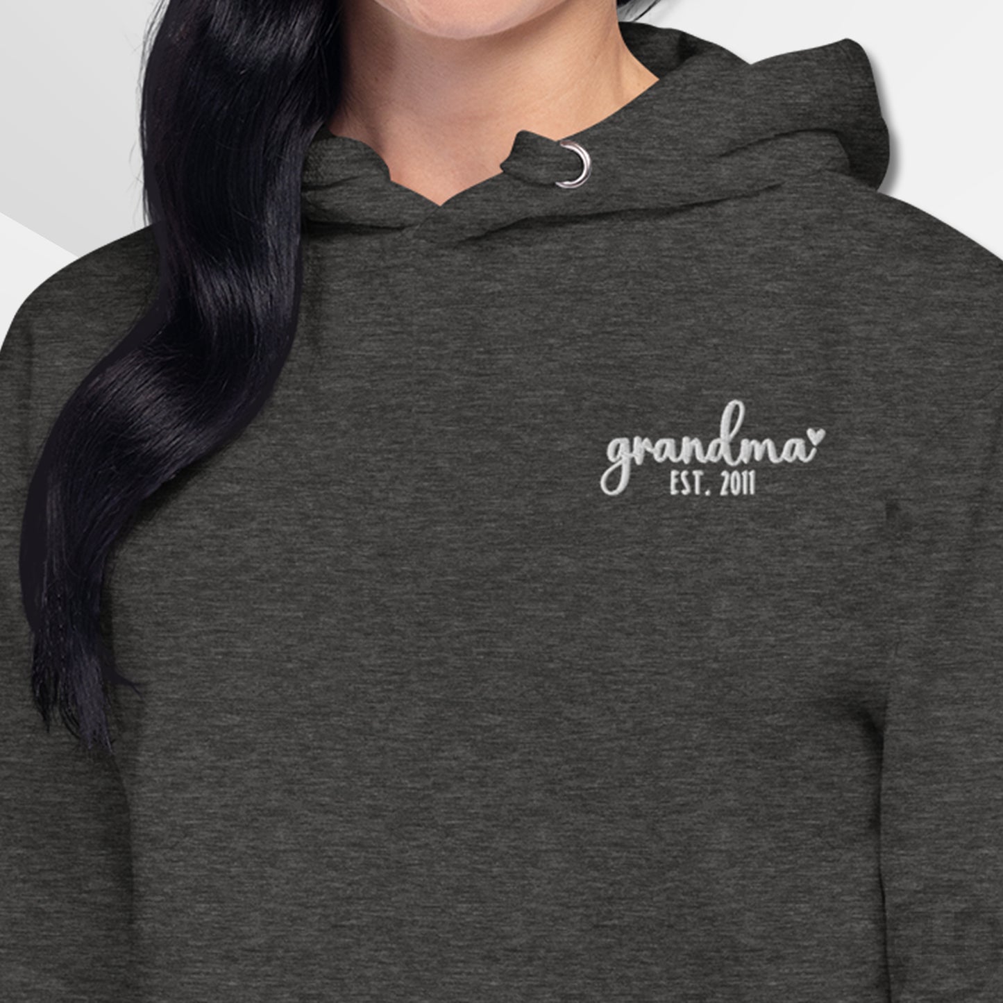 Embroidered Hoodie Grandma w/Custom Est Date Left Chest