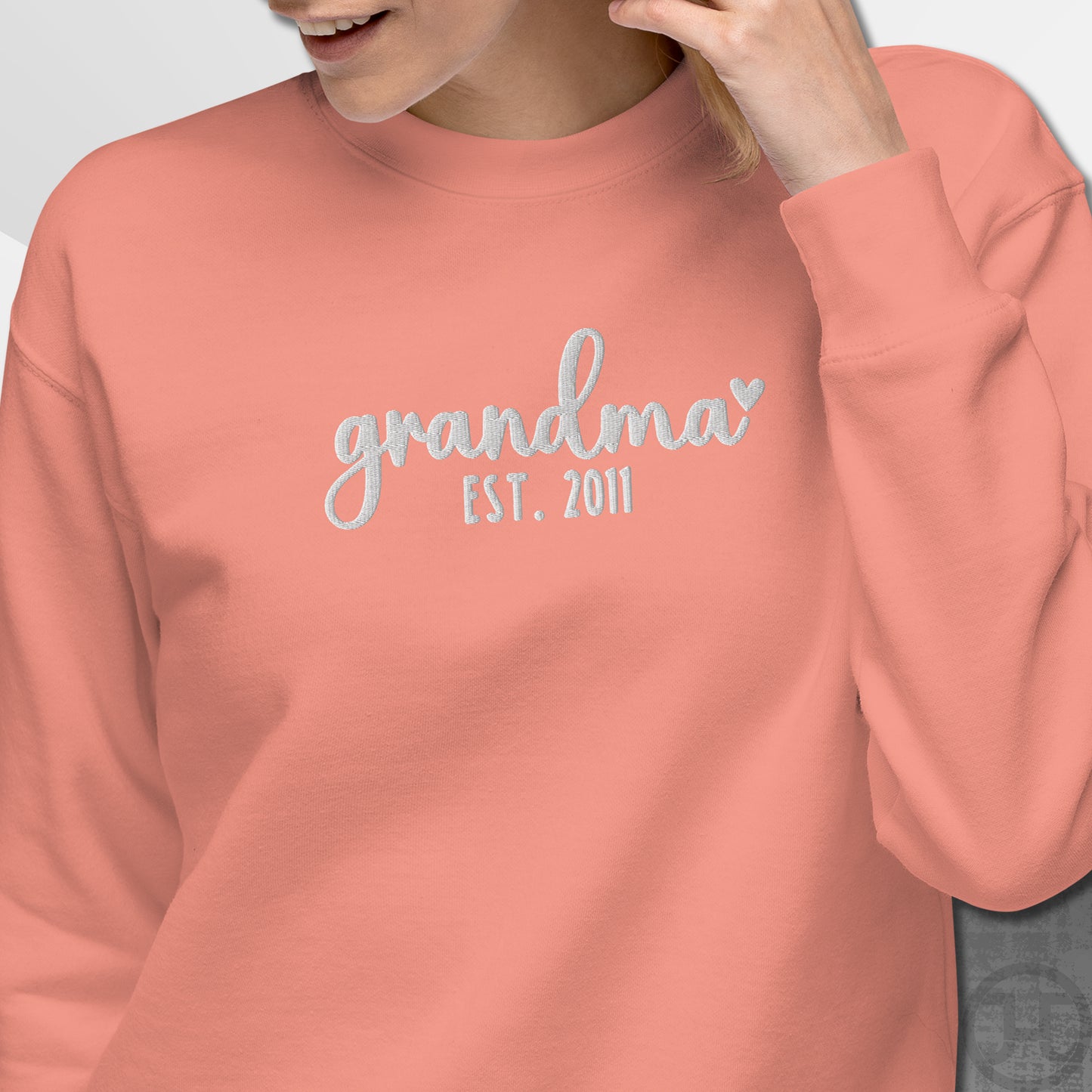 Embroidered Sweatshirt Grandma w/Custom Est Date Center Chest
