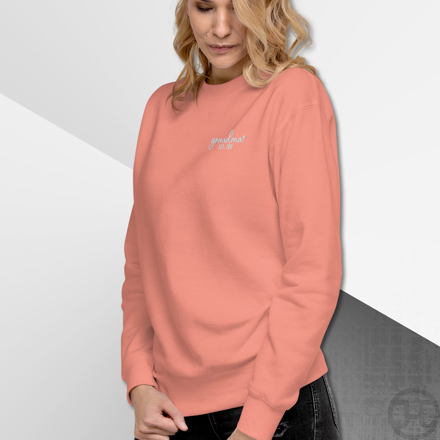 Embroidered Sweatshirt Grandma w/Custom Est Date Left Chest