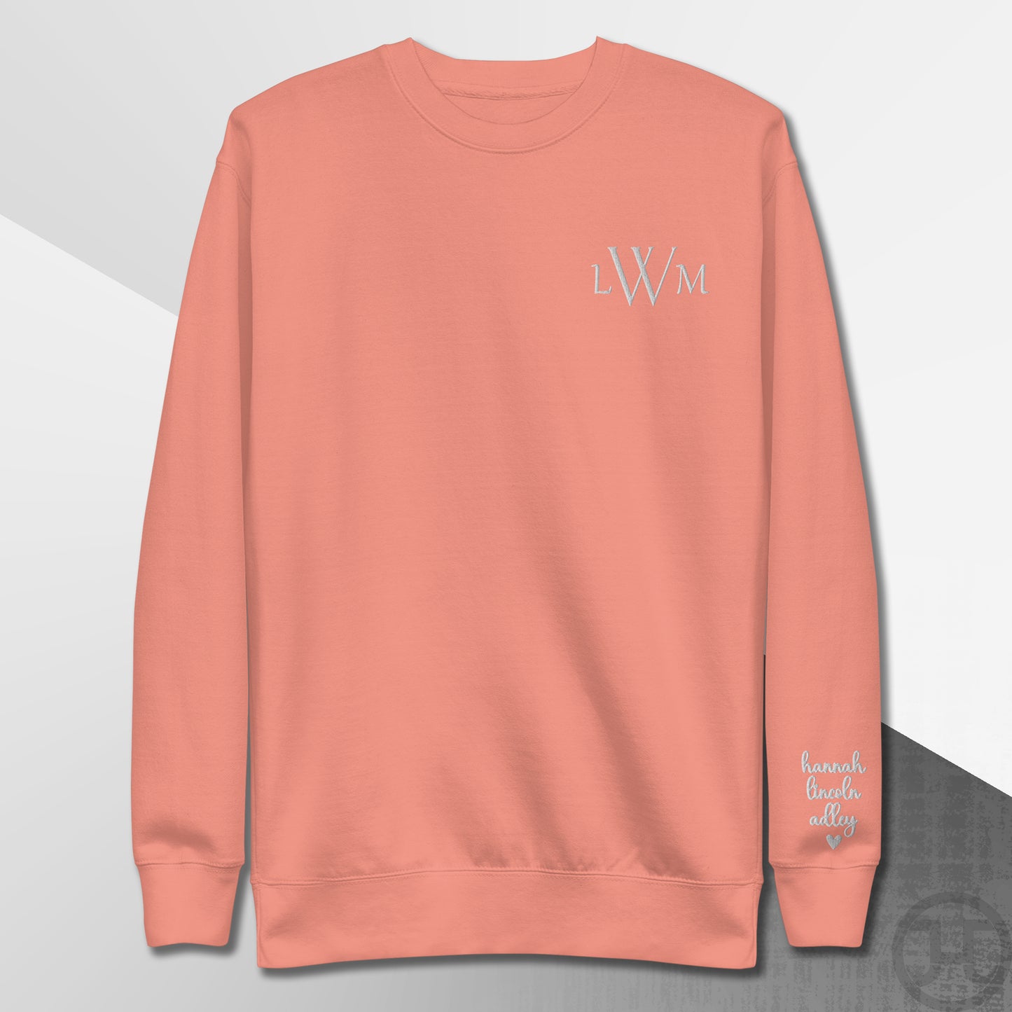 Embroidered Monogram Sweatshirt w/Names on Sleeves