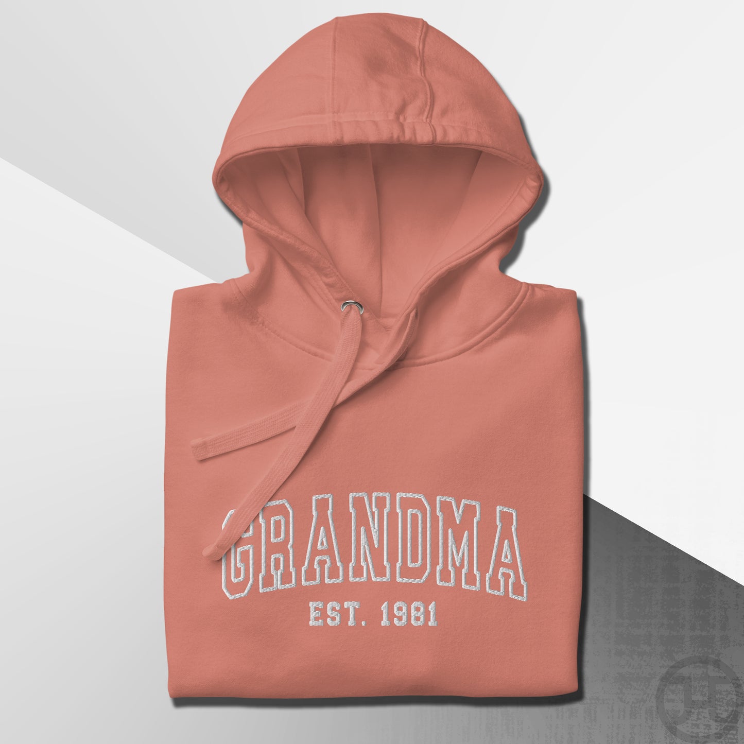 Embroidered Hoodie Grandma w/Custom Est Date Center Chest
