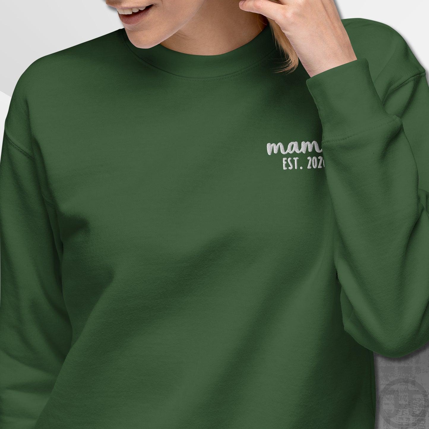 Embroidered Sweatshirt Mama w/Custom Est Date Left Chest
