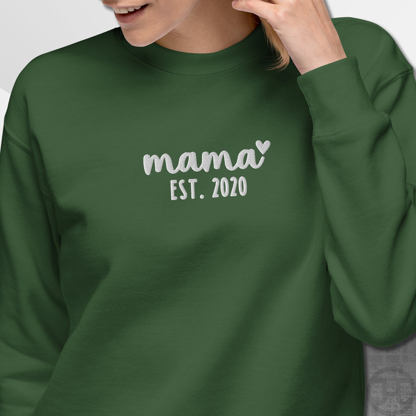 Embroidered Sweatshirt Mama w/Custom Est Date Center Chest