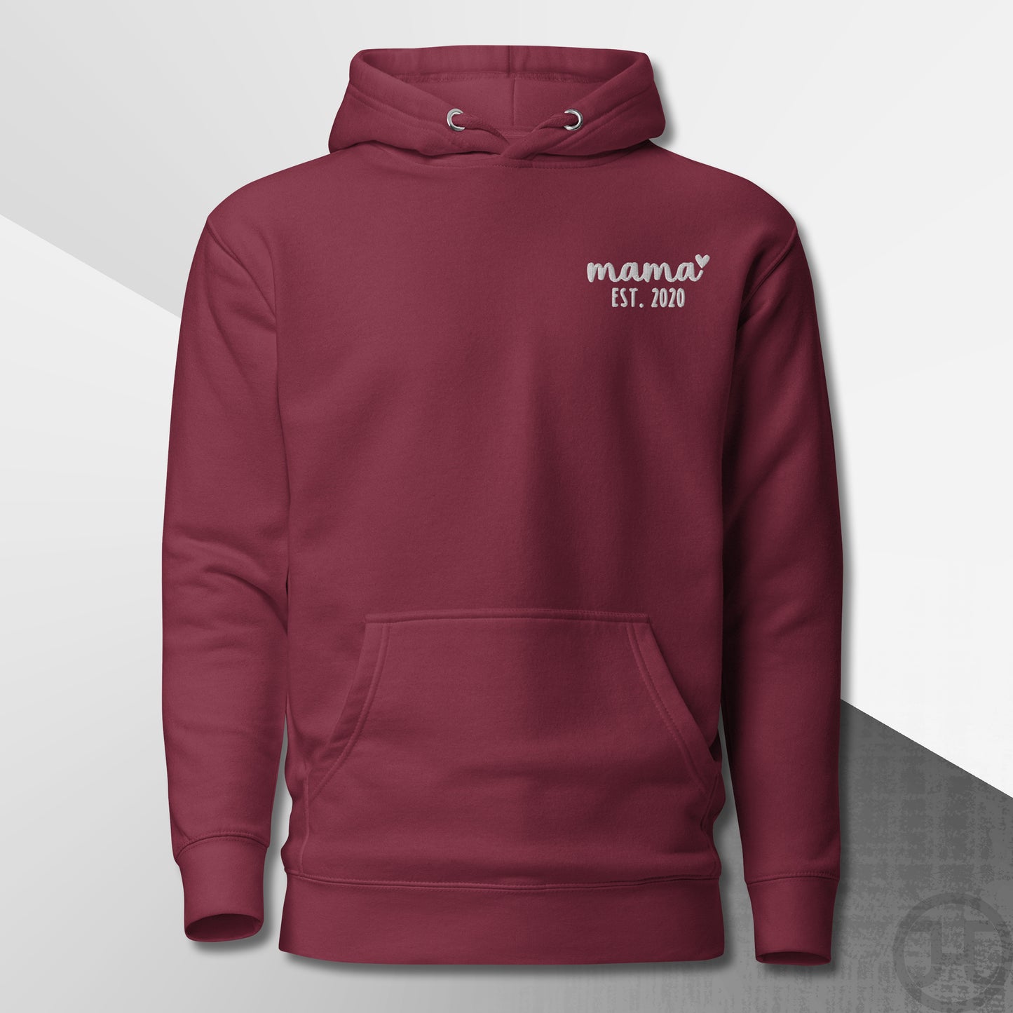 Embroidered Hoodie Mama w/Custom Est Date Left Chest
