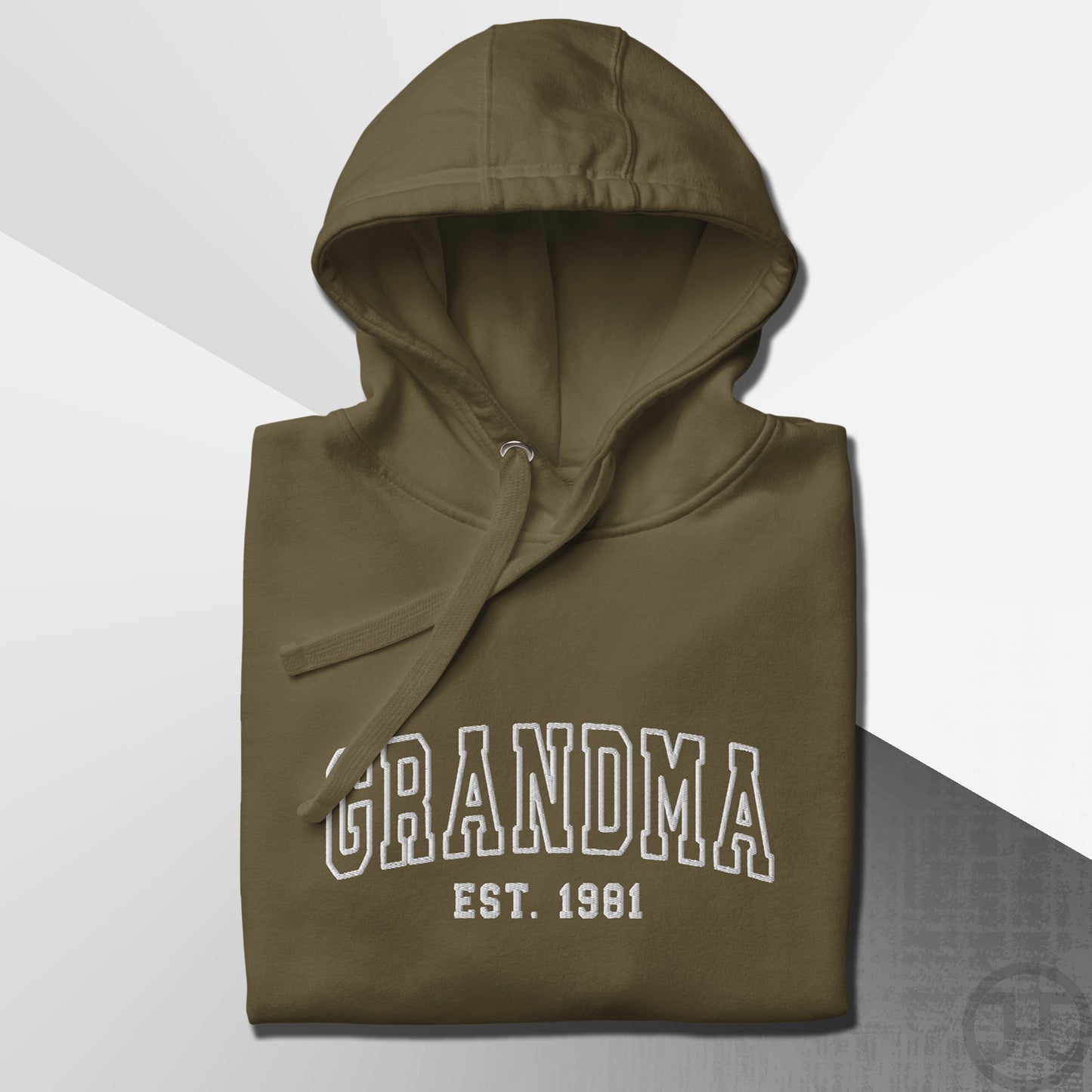 Embroidered Hoodie Grandma w/Custom Est Date Center Chest