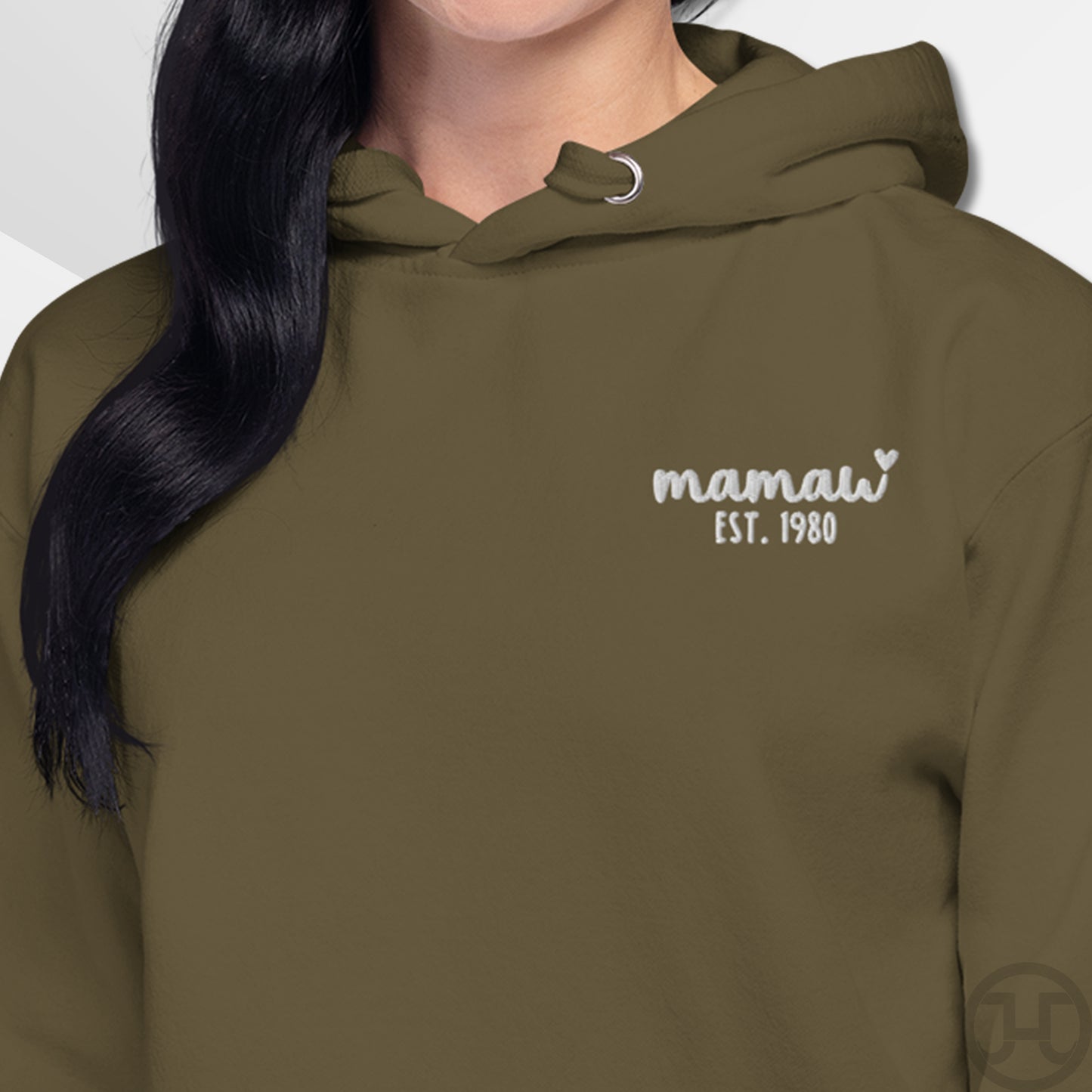 Embroidered Hoodie Mamaw w/Custom Est Date Left Chest