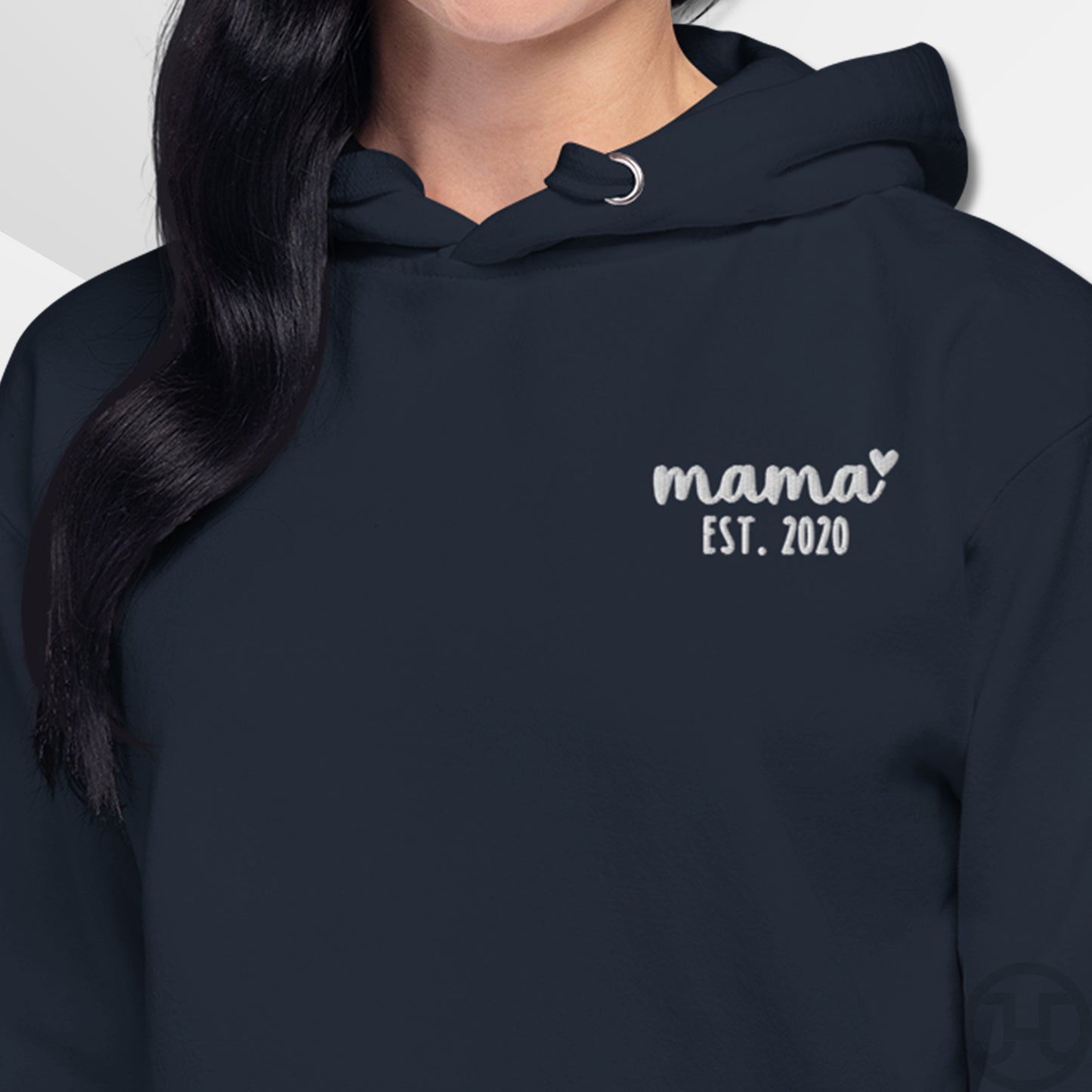 Embroidered Hoodie Mama w/Custom Est Date Left Chest