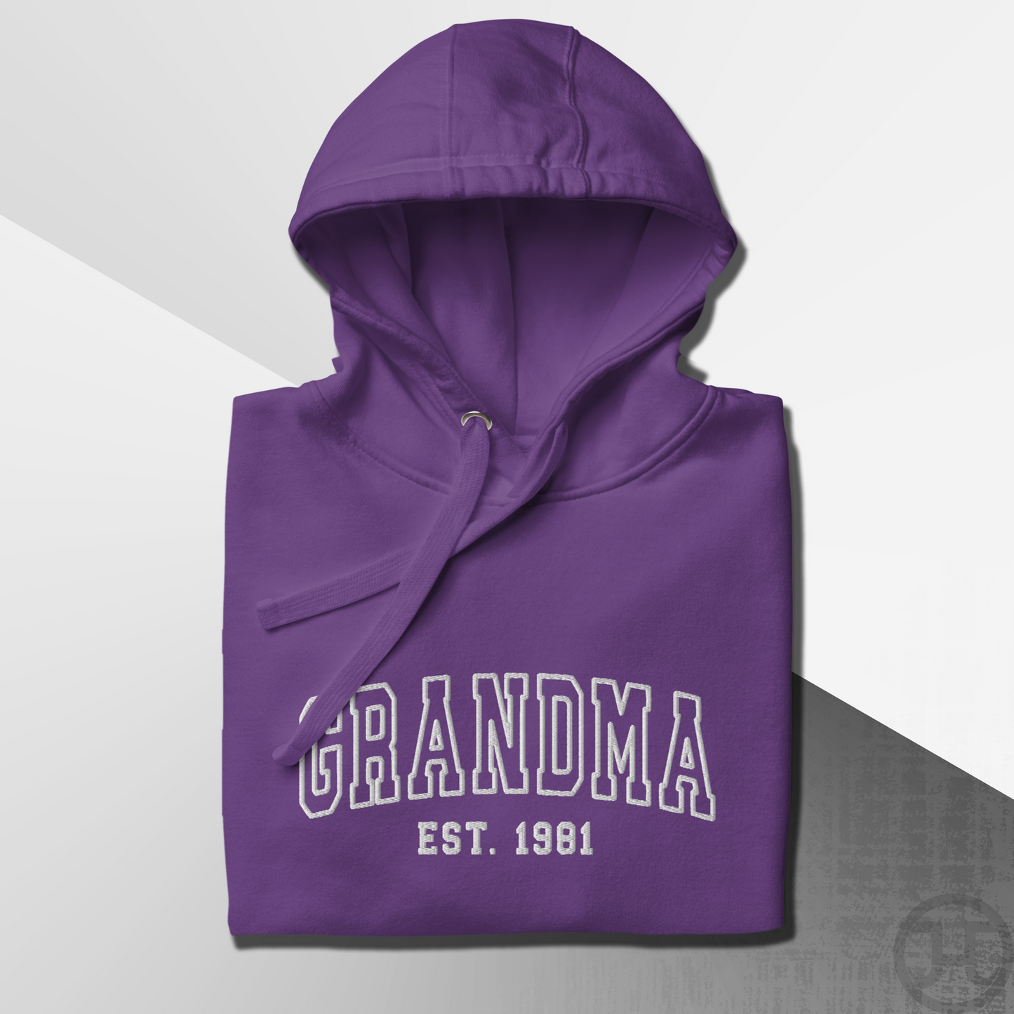 Embroidered Hoodie Grandma w/Custom Est Date Center Chest
