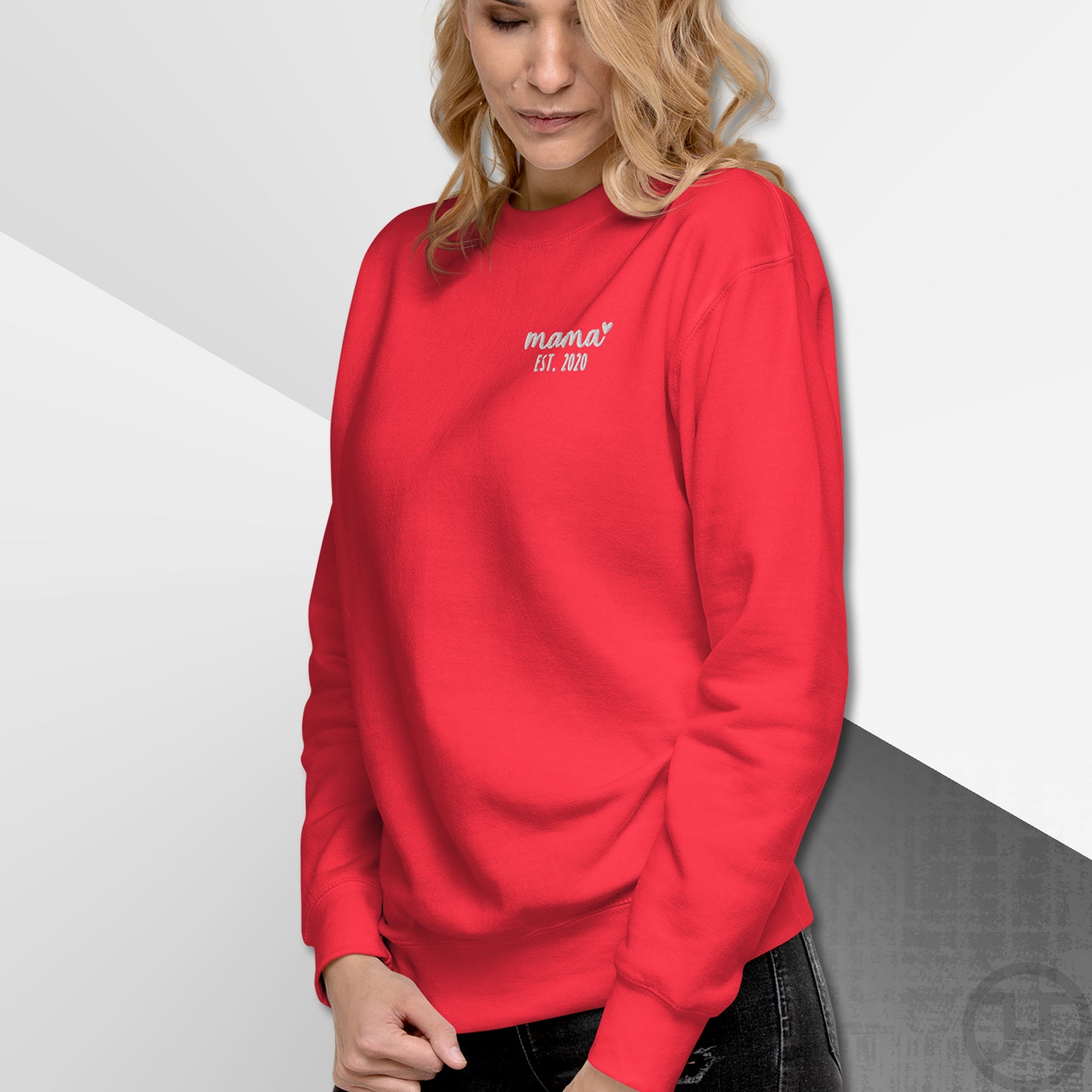 Embroidered Sweatshirt Mama w/Custom Est Date Left Chest