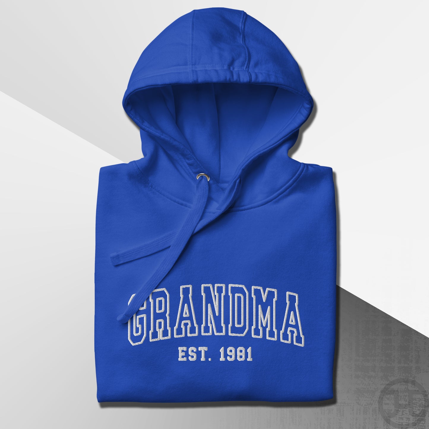 Embroidered Hoodie Grandma w/Custom Est Date Center Chest