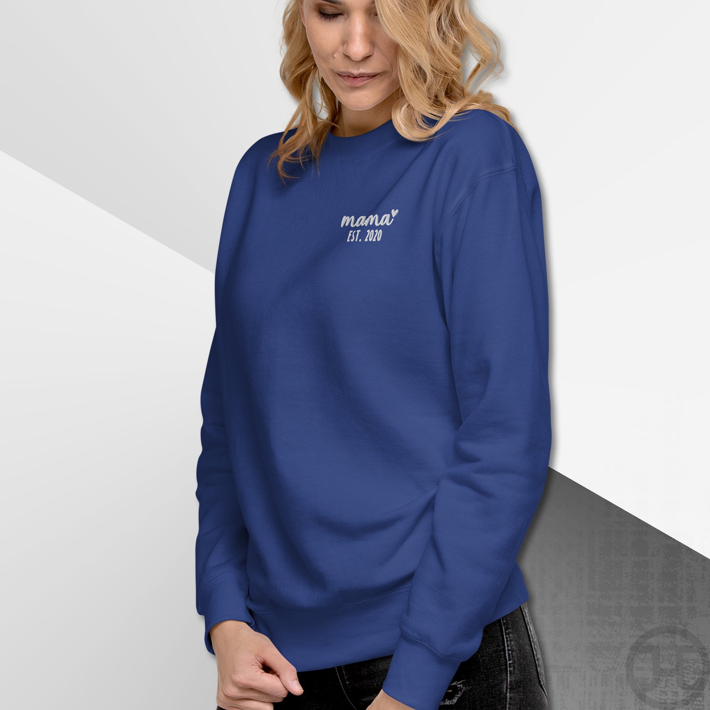 Embroidered Sweatshirt Mama w/Custom Est Date Left Chest