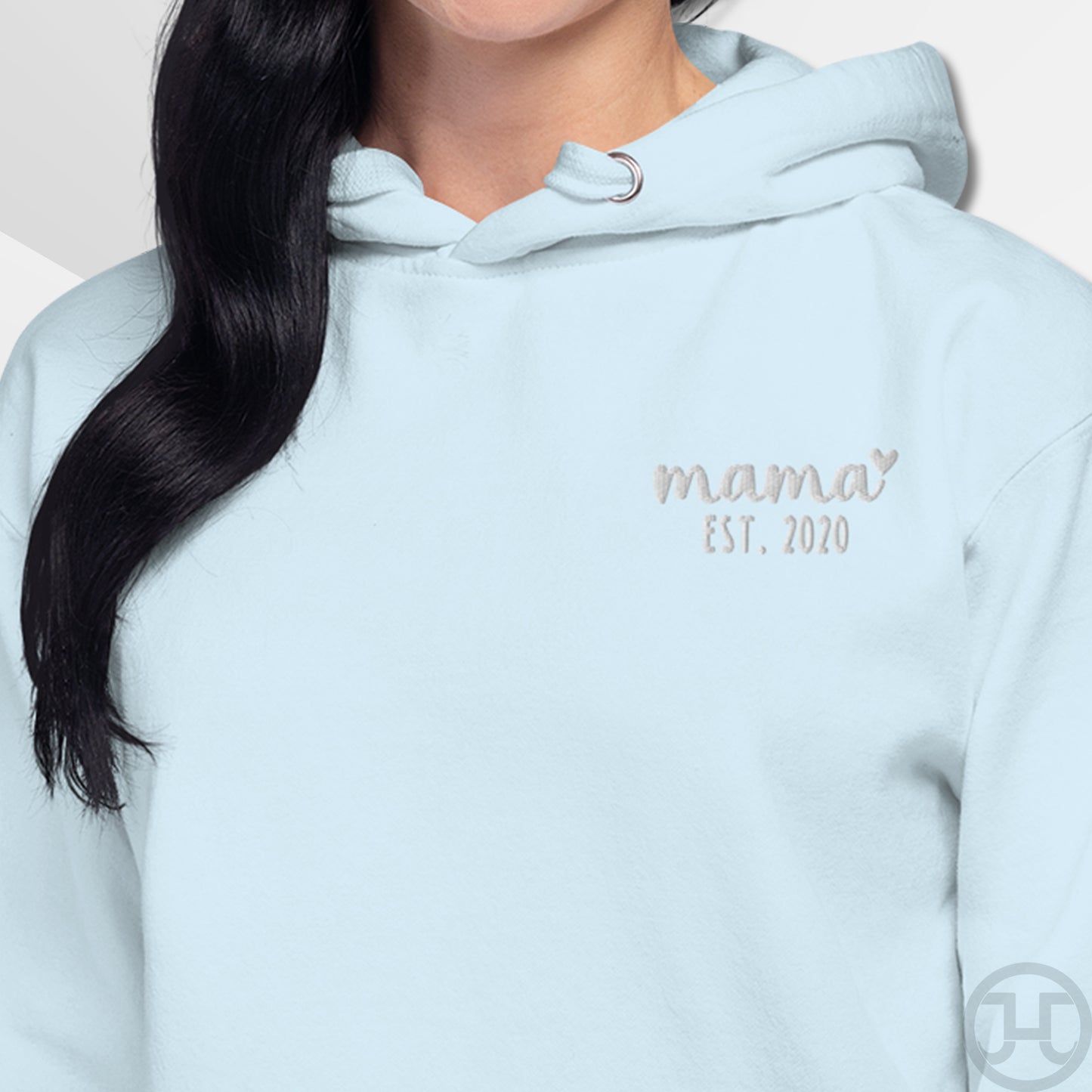Embroidered Hoodie Mama w/Custom Est Date Left Chest