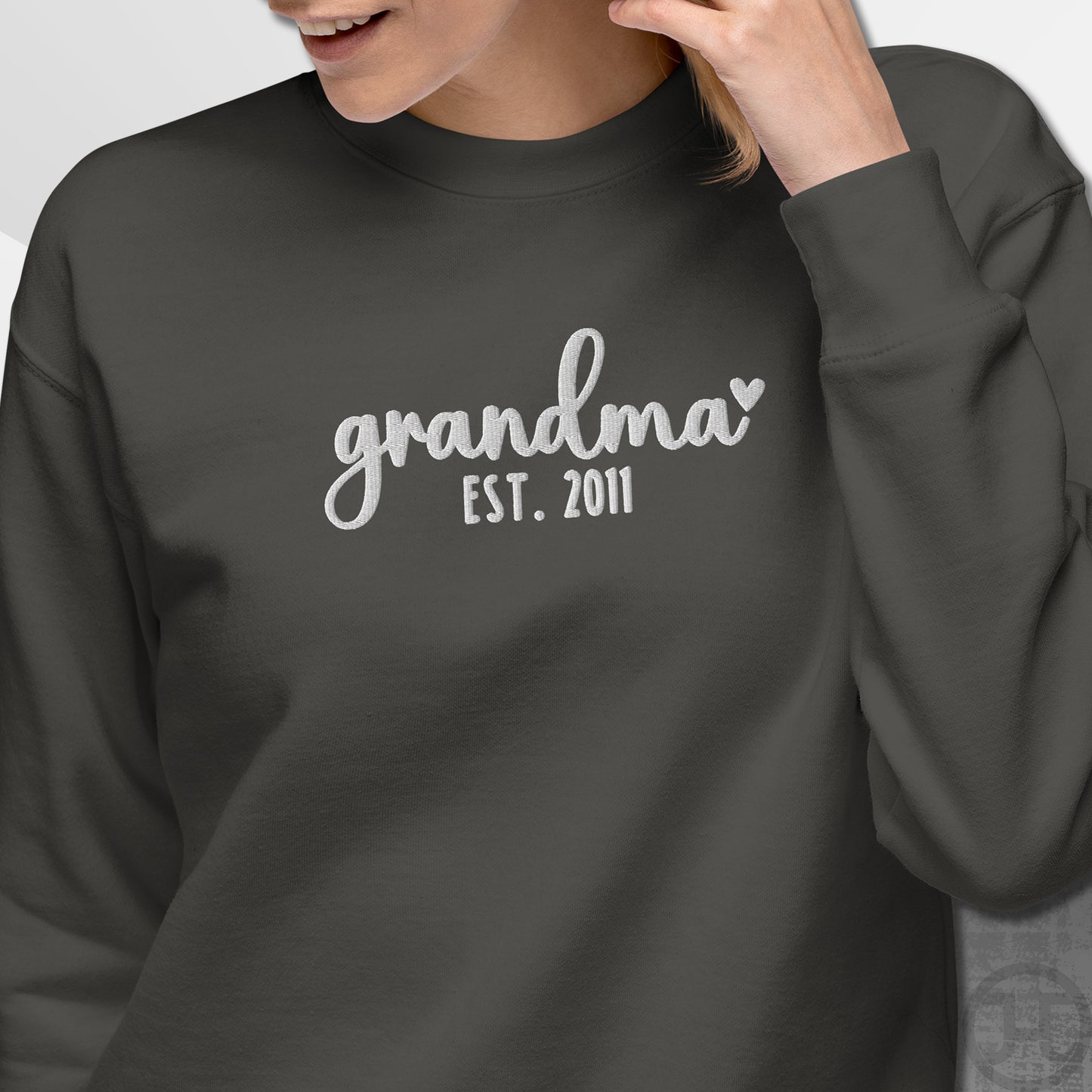 Embroidered Sweatshirt Grandma w/Custom Est Date Center Chest