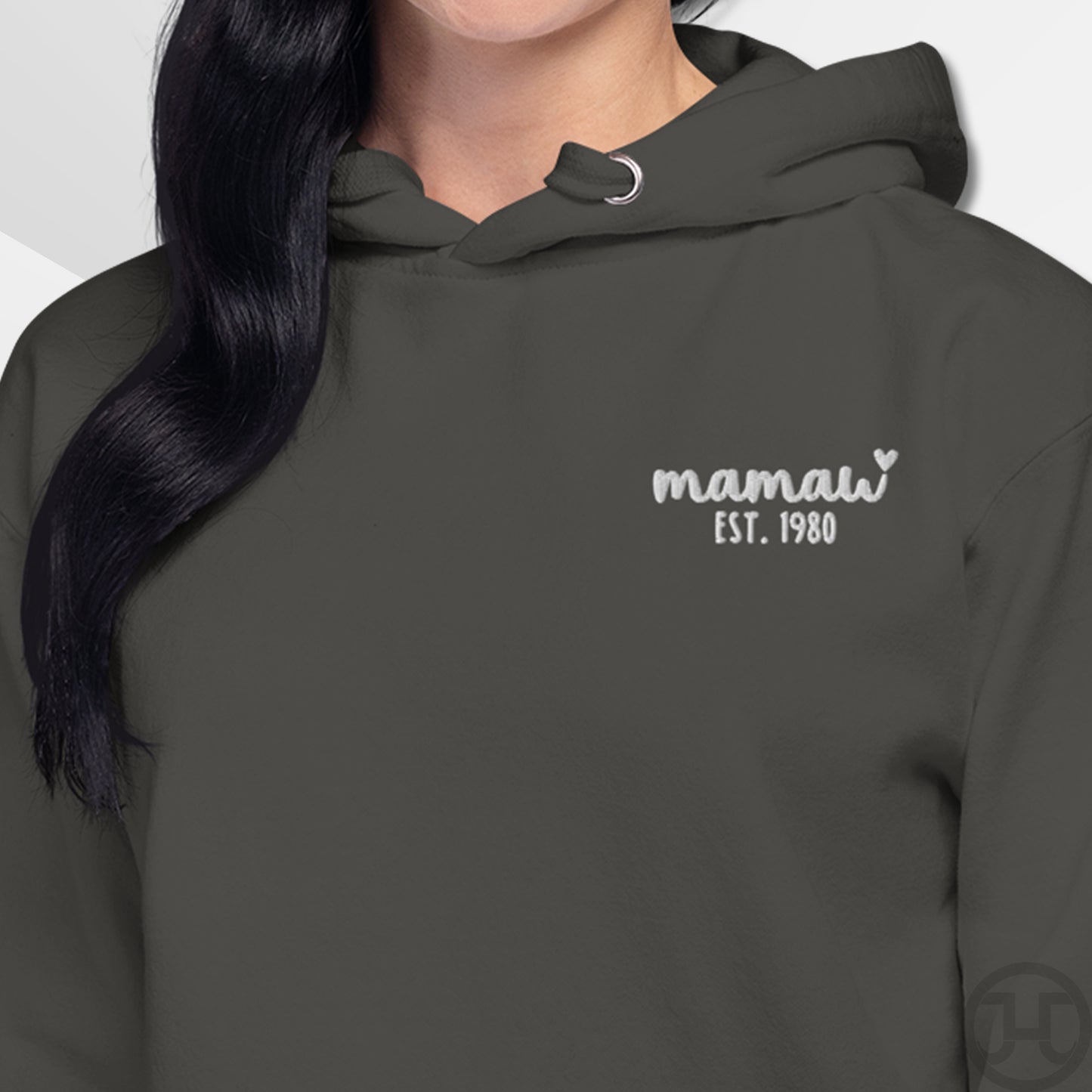 Embroidered Hoodie Mamaw w/Custom Est Date Left Chest