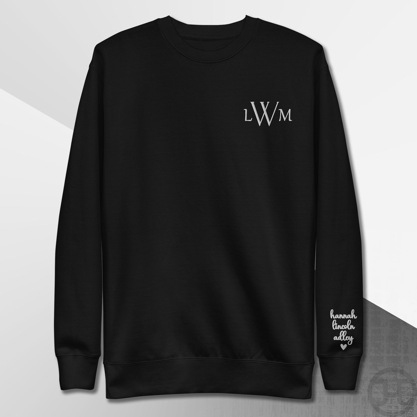 Embroidered Monogram Sweatshirt w/Names on Sleeves