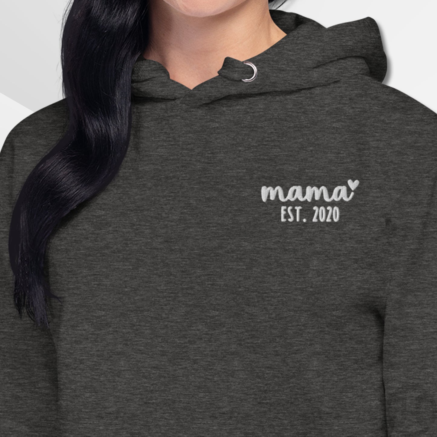 Embroidered Hoodie Mama w/Custom Est Date Left Chest