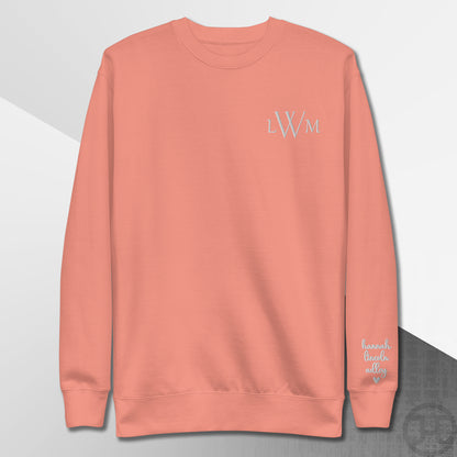 Embroidered Monogram Sweatshirt w/Names on Sleeves