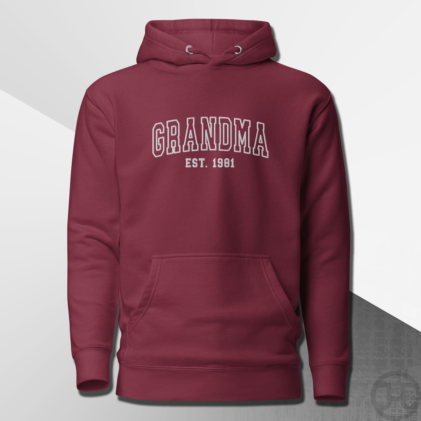 Embroidered Hoodie Grandma w/Custom Est Date Center Chest