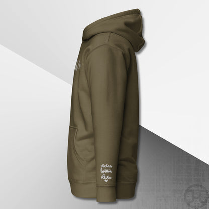 Embroidered Monogram Hoodie w/Names on Sleeves