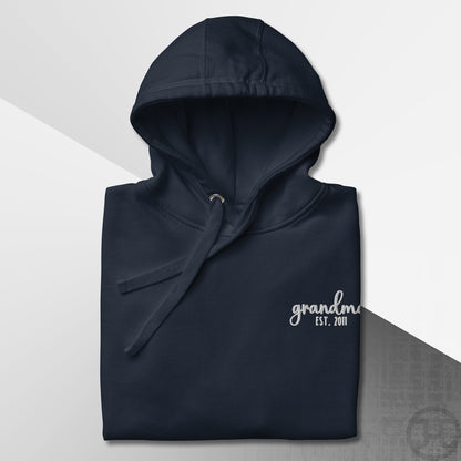 Embroidered Hoodie Grandma w/Custom Est Date Left Chest