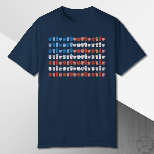 Coffee Cups Flag T-Shirt