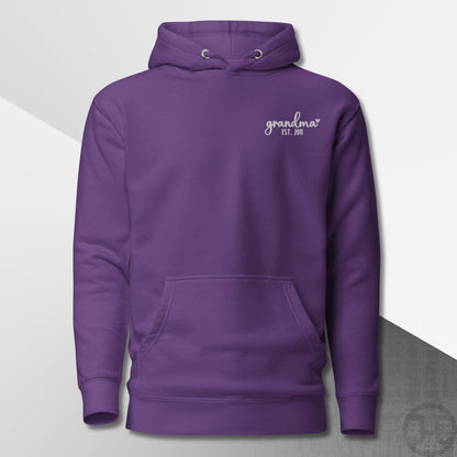 Embroidered Hoodie Grandma w/Custom Est Date Left Chest