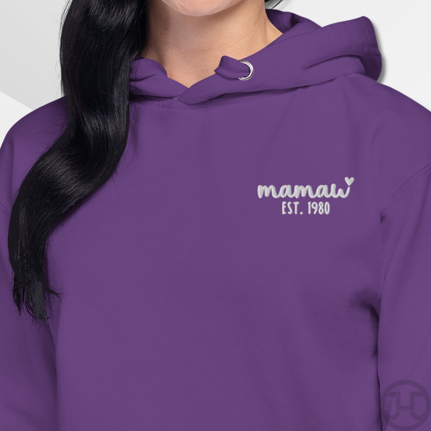 Embroidered Hoodie Mamaw w/Custom Est Date Left Chest