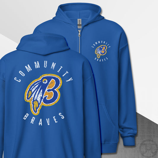 Community Braves Zip-Up B-logo Hoodie